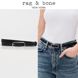 Rag & Bone Baby Rounded Rebound Leather Belt Black with Silver Buckle M NWT 175$